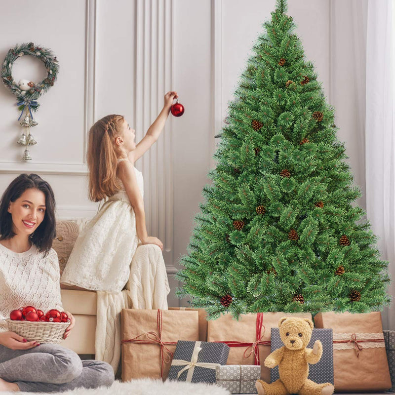 Load image into Gallery viewer, 6FT Prelit Christmas Tree, Flowering Hinged Christmas Tree - GoplusUS
