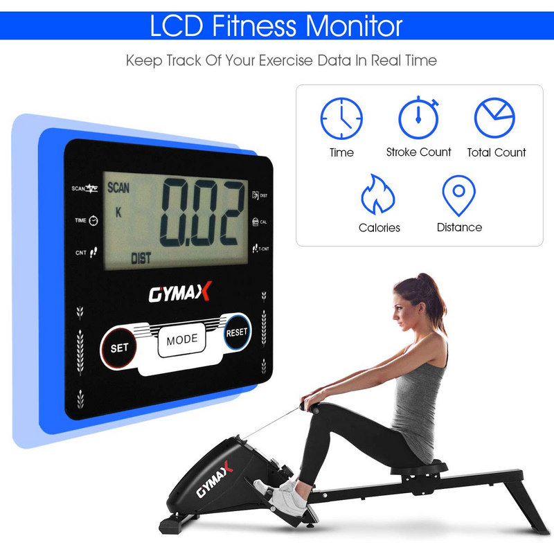 Load image into Gallery viewer, Goplus Magnetic Rowing Machine, Foldable Rower with 10-Level Tension Resistance System (Black) - GoplusUS
