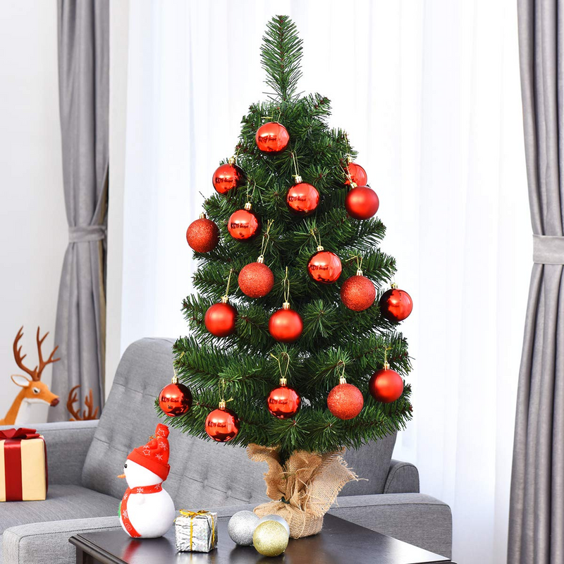 Load image into Gallery viewer, Goplus Christmas Tree Tabletop Artificial PVC Green Spruce Tree in Burlap Base - GoplusUS

