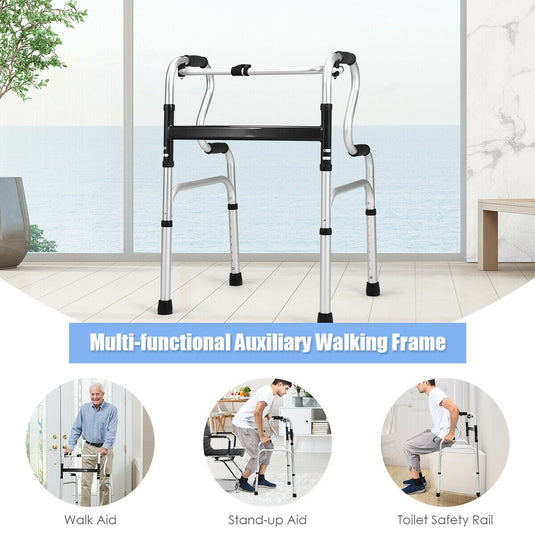 Folding Walker, 400LBS FDA Certification Toilet Armrest - GoplusUS