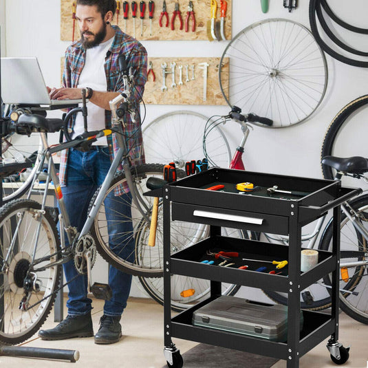 Service Tool Cart Tool Organizers, 330 LBS Capacity 3-Tray Rolling Utility Cart