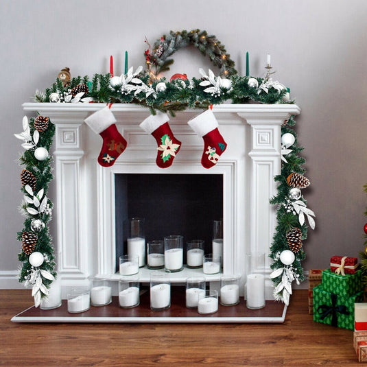 9FT Pre-lit Christmas Garland, with 50 LED Lights - GoplusUS