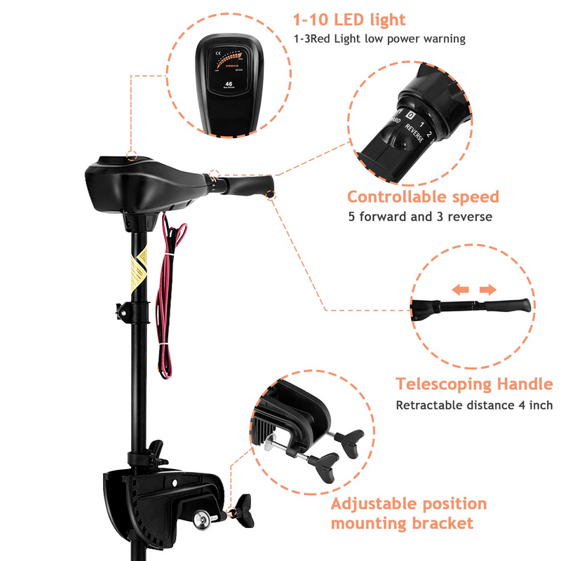 Load image into Gallery viewer, Goplus Electric Trolling Motor 8 Speed, Boat Fishing Motor w/Telescoping Handle - GoplusUS
