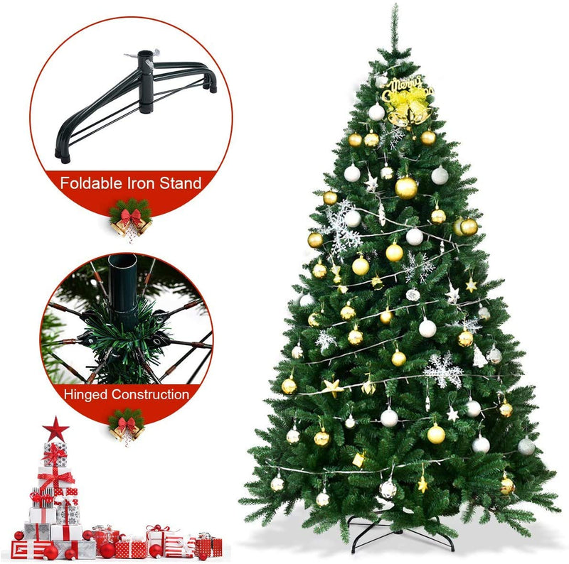 Load image into Gallery viewer, Artificial Douglas Christmas Tree, 7.5 Unlit Hinged Pine Tree with 2254 Branch Tips and Solid Metal Stand - GoplusUS
