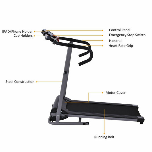 Electric Folding Treadmill with LCD Display and Heart Rate Sensor - GoplusUS