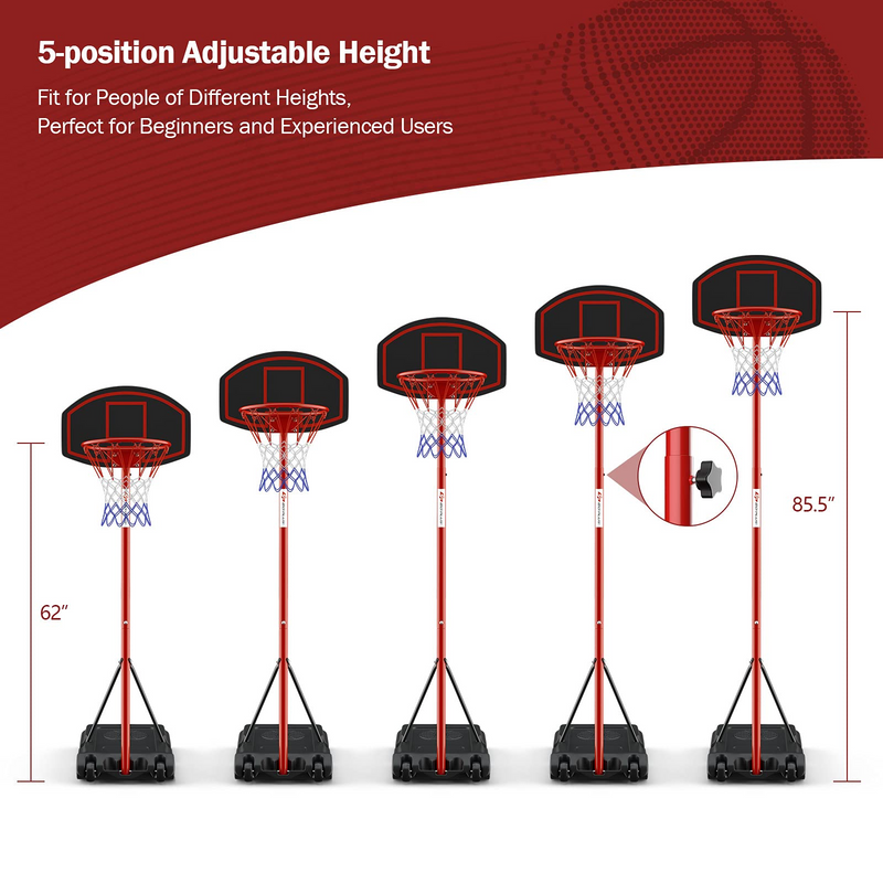 Load image into Gallery viewer, Portable Basketball Hoop, Height Adjustable Basketball Goal System [6.5FT-8.5FT] w/Shatterproof Backboard
