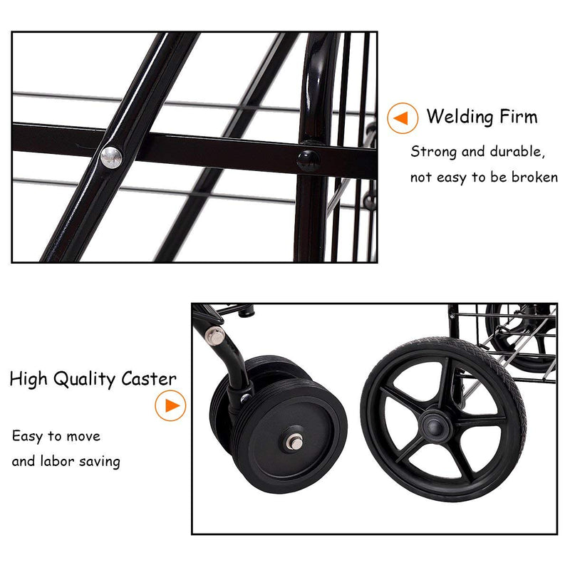 Load image into Gallery viewer, Jumbo Folding Shopping Cart for Grocery Laundry Book Luggage Travel - GoplusUS
