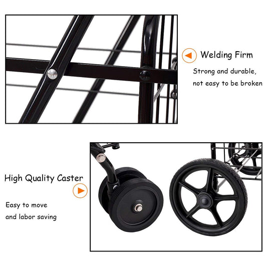 Jumbo Folding Shopping Cart for Grocery Laundry Book Luggage Travel - GoplusUS