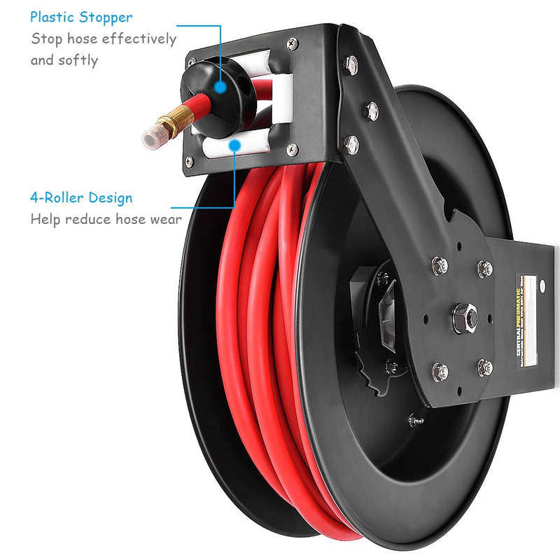Load image into Gallery viewer, Retractable Air Hose Reel, 3/8&quot; Inch x 50&#39; Ft Wall Mount Auto Rewind Hose-Reel
