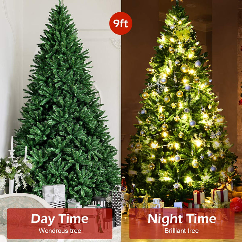 Load image into Gallery viewer, 9ft Artificial Douglas Christmas Tree, Unlit Hinged Pine Tree, with 3594 Branch Tips and Solid Metal Stand - GoplusUS

