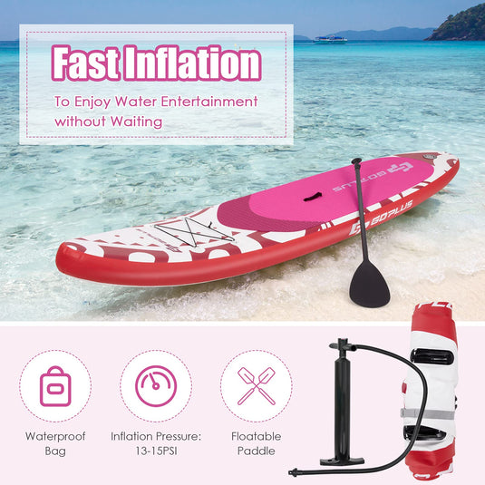 10.5/11FT Inflatable Stand Up Paddle Board, 6.5" Thick SUP with Carry Bag - GoplusUS