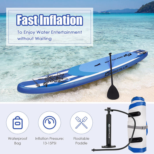 10.5/11FT Inflatable Stand Up Paddle Board, 6.5" Thick SUP with Carry Bag - GoplusUS