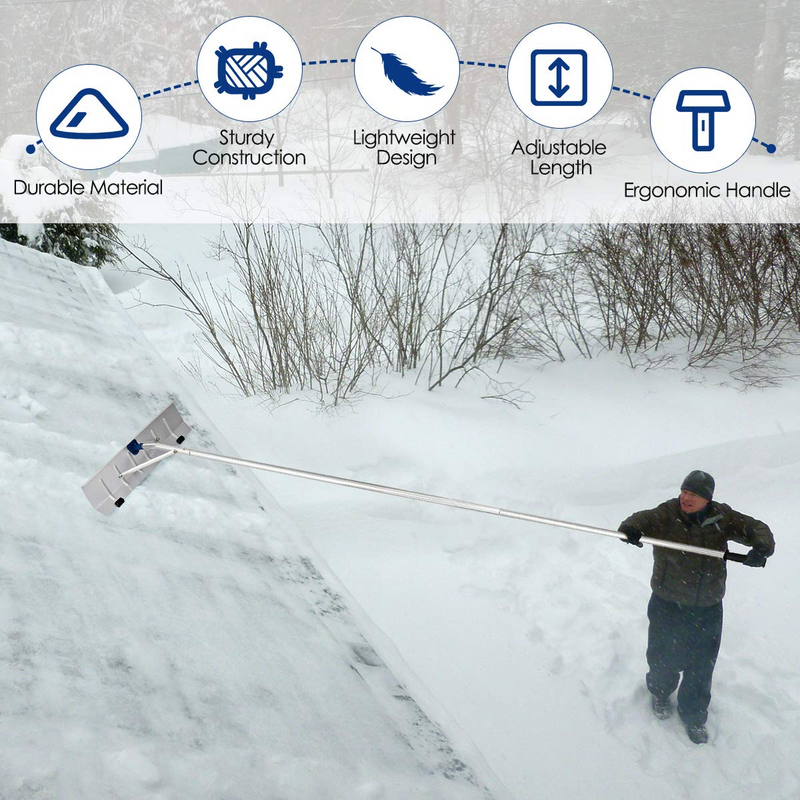 Load image into Gallery viewer, Goplus Aluminum Snow Rake, Lightweight Snow Removel Tool w/ 26 inch Width Blade (5ft to 20ft) - GoplusUS
