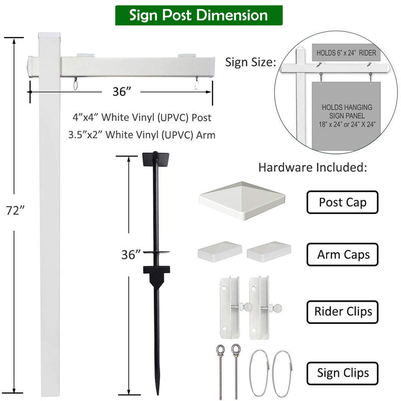 Load image into Gallery viewer, Goplus Vinyl UPVC Real Estate Sign Post, 6 Ft Realtor Yard Sign Post for Open - GoplusUS
