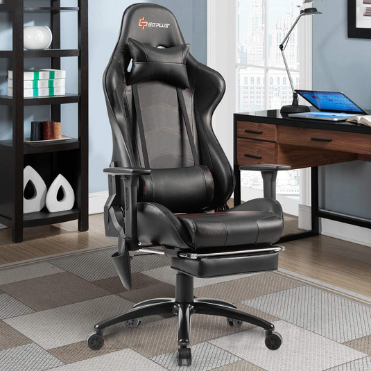 Goplus Massage Gaming Chair, Reclining Backrest, Handrails and Seat Height Adjustment Racing Computer Office Chair - GoplusUS