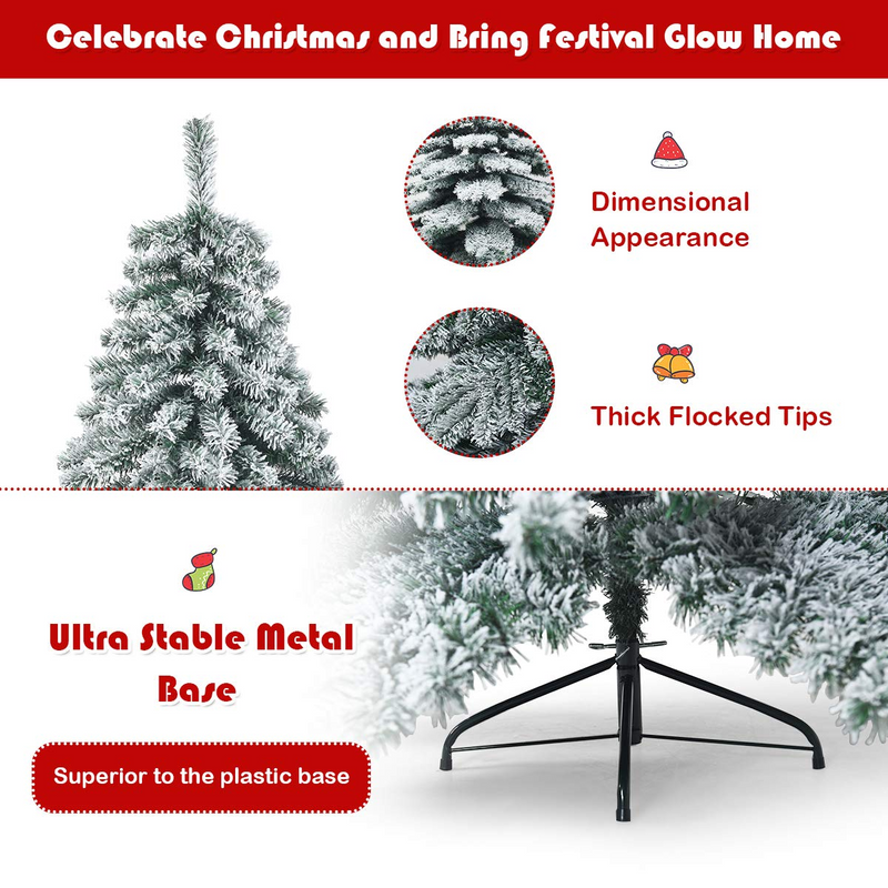 Load image into Gallery viewer, Goplus Snow Flocked Artificial Christmas Tree, Hinged Alaskan Pine Tree with Metal Stand, 100% New PVC Material - GoplusUS
