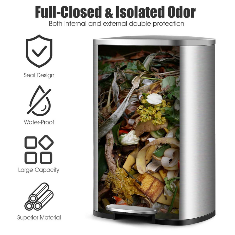 Load image into Gallery viewer, Goplus 50 Liter / 13.2 Gallon Stainless Steel Step Trash Can - GoplusUS
