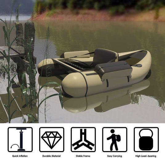 Inflatable Fishing Float Tube, with Storage Pockets - GoplusUS