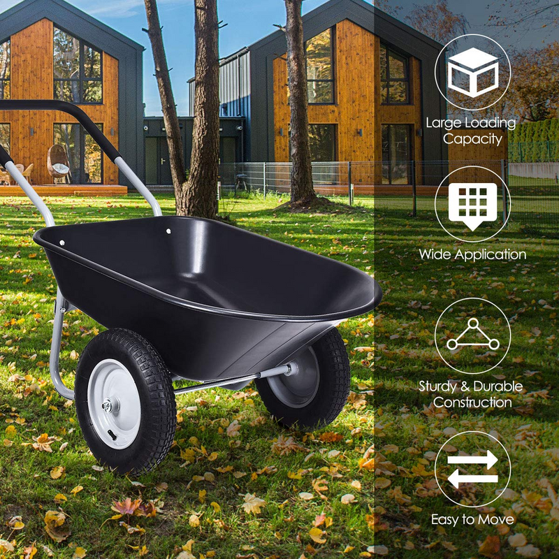 Load image into Gallery viewer, Goplus Dual Wheel Wheelbarrow, Heavy Duty Garden Cart, 330 lbs Capacity Utility Cart - GoplusUS
