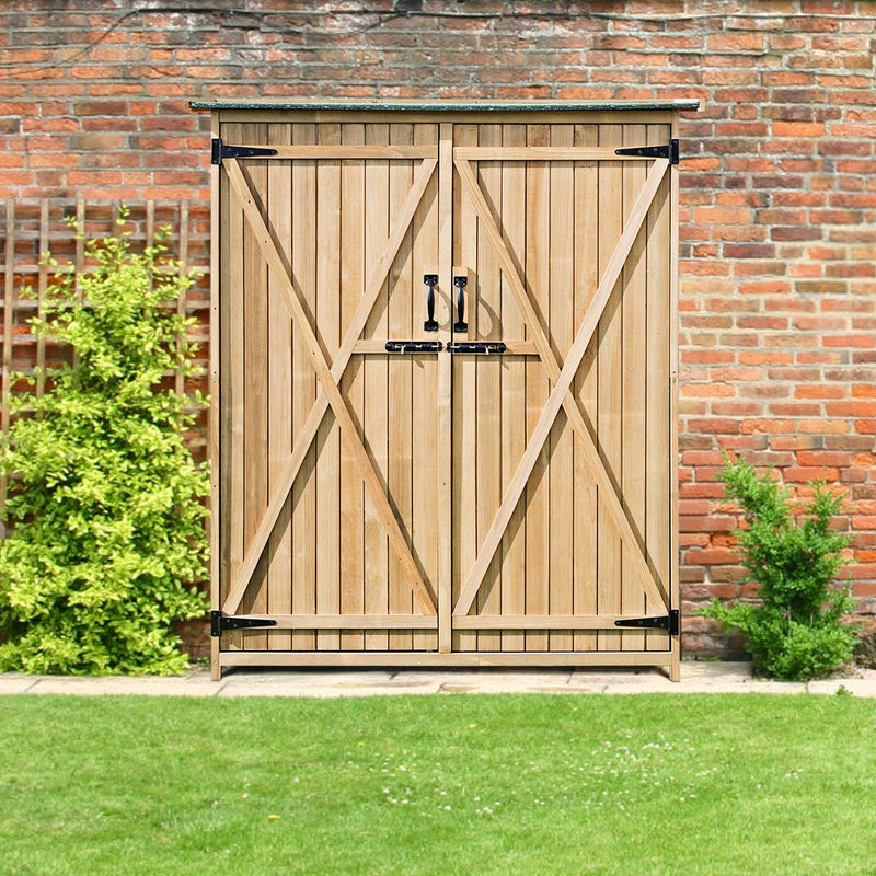 Load image into Gallery viewer, Outdoor Storage Shed, Fir Wood Cabinet for Garden Yard, Lockable Doors - GoplusUS
