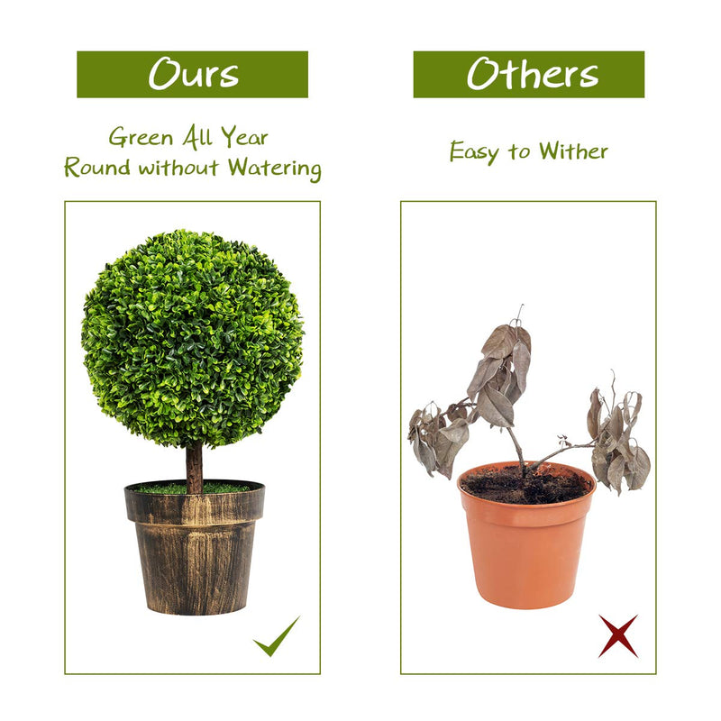 Load image into Gallery viewer, 22&quot; Artificial Ball Shaped Tree, Boxwood Tabletop Plant - GoplusUS
