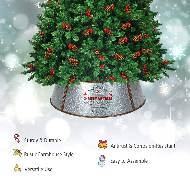 Load image into Gallery viewer, Galvanized Metal Christmas Tree Collar Easy Set Up, 30-Inch Diameter Base - GoplusUS
