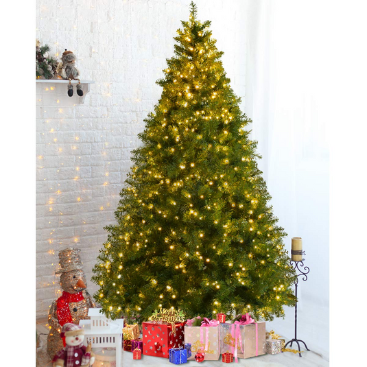 Goplus Pre-Lit Christmas Tree Artificial PVC with 700 LED Lights and Solid Metal Legs (7ft) - GoplusUS