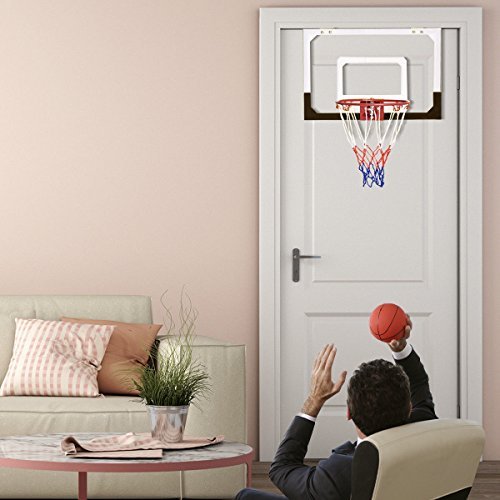 Over-The-Door Mini Basketball Hoop Includes Basketball & Hand Pump Indoor Sports - GoplusUS