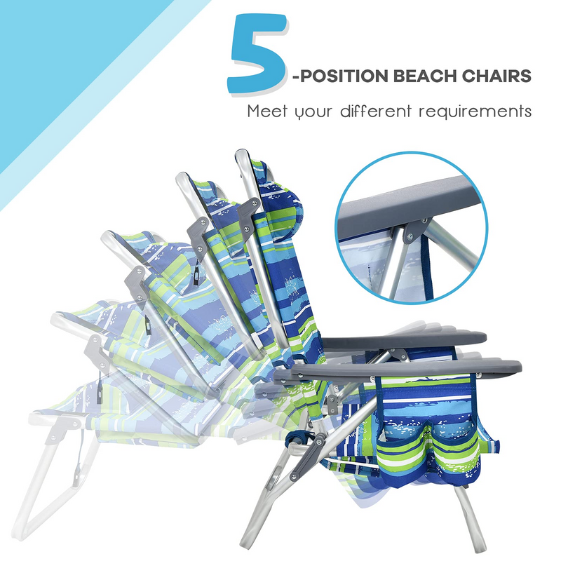 Load image into Gallery viewer, Goplus Backpack Beach Chairs, 2 Pcs Portable Camping Chairs with Cool Bag and Cup Holder (Without Side Table) - GoplusUS
