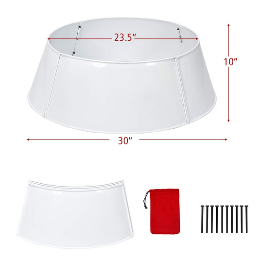 Galvanized Metal Christmas Tree Collar Easy Set Up, 30-Inch Diameter Base - GoplusUS
