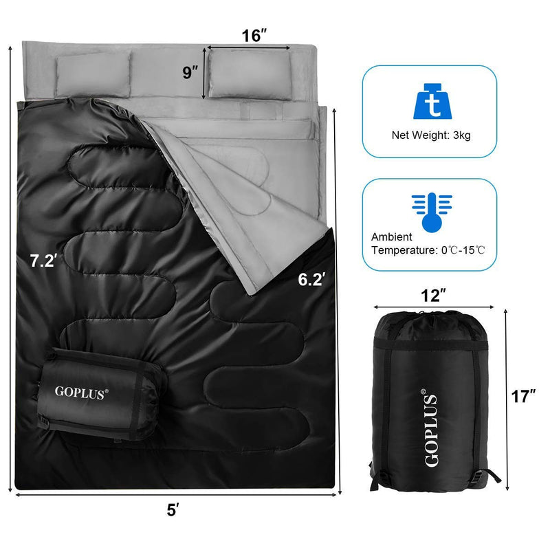 Load image into Gallery viewer, Double Sleeping Bag for Adults Kids, Queen Size XL 2 Person - GoplusUS

