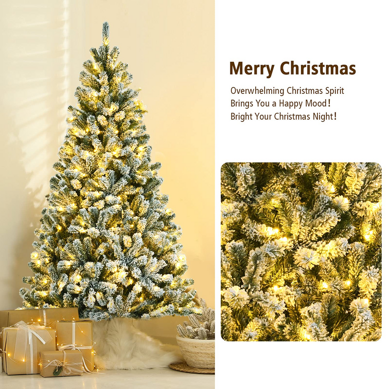 Load image into Gallery viewer, Goplus Snow Flocked Christmas Tree, Artificial Hinged Xmas Tree - GoplusUS
