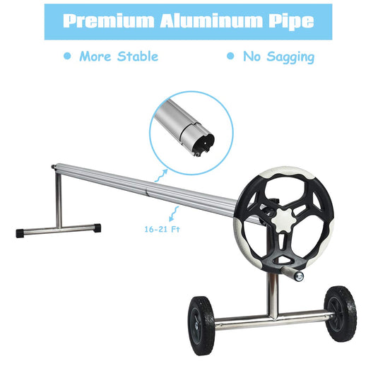 21FT Pool Cover Reel Set, Aluminum Pool Solar Cover Reel - GoplusUS