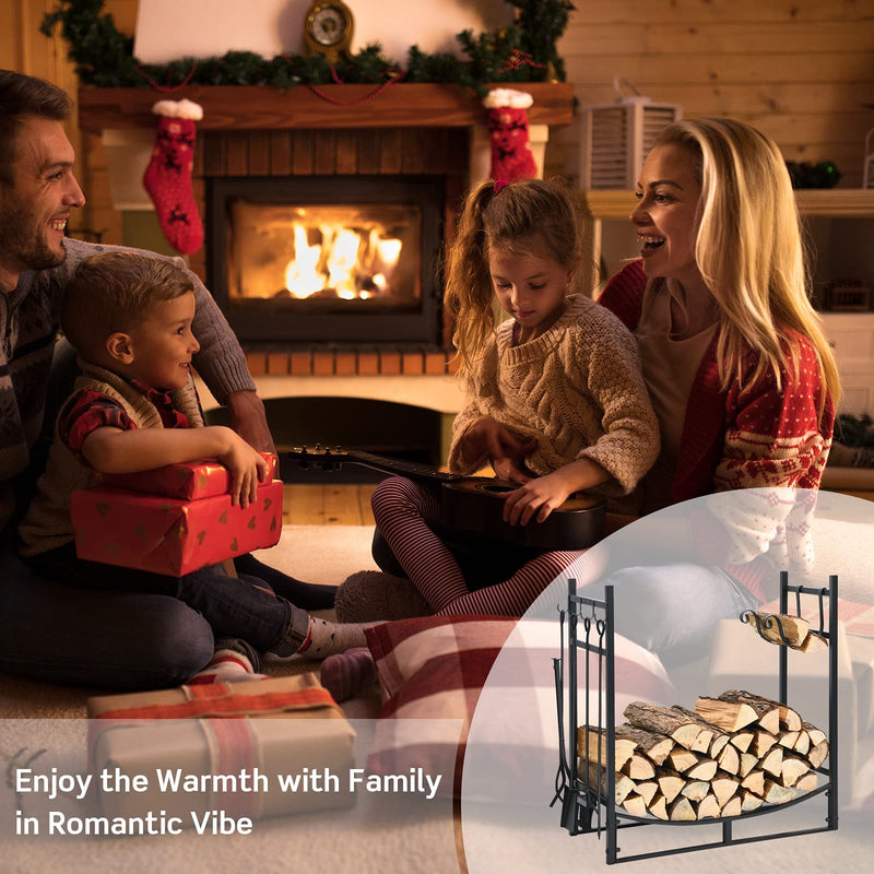 Load image into Gallery viewer, Firewood Rack with Tool Set  36&#39; /30&#39; Fireplace Log Holder - GoplusUS
