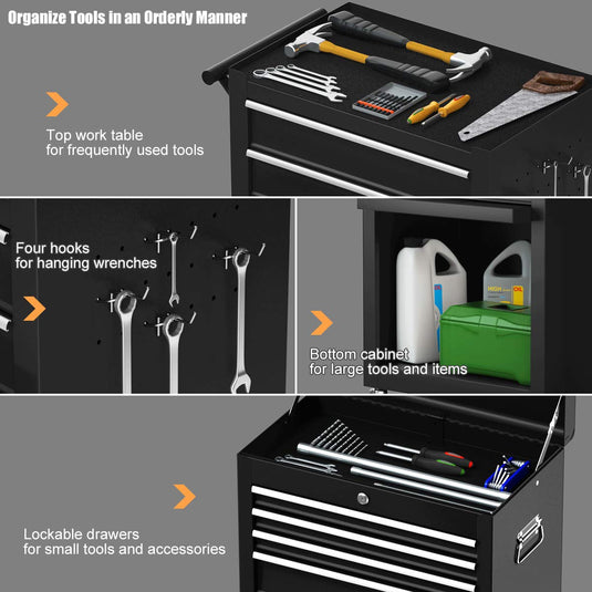 6-Drawer Rolling Tool Chest Removable Tool Storage Cabinet with Sliding Drawers - GoplusUS