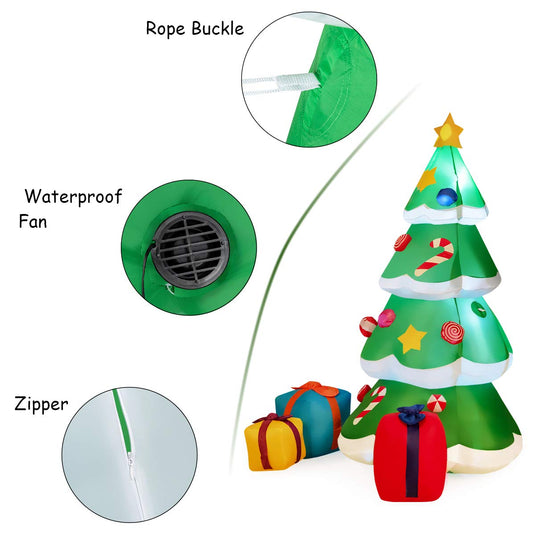 6ft Inflatable Christmas Tree Blow Up Xmas Decoration with 3 Gift Boxes - GoplusUS