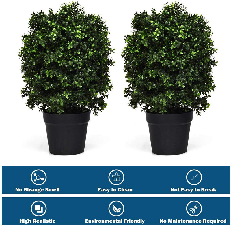 Load image into Gallery viewer, Goplus 2 Pack 2Ft Artificial Boxwood Topiary Ball Tree, UV-Proof Realistic Leaves &amp; Cement-Filled Pot - GoplusUS
