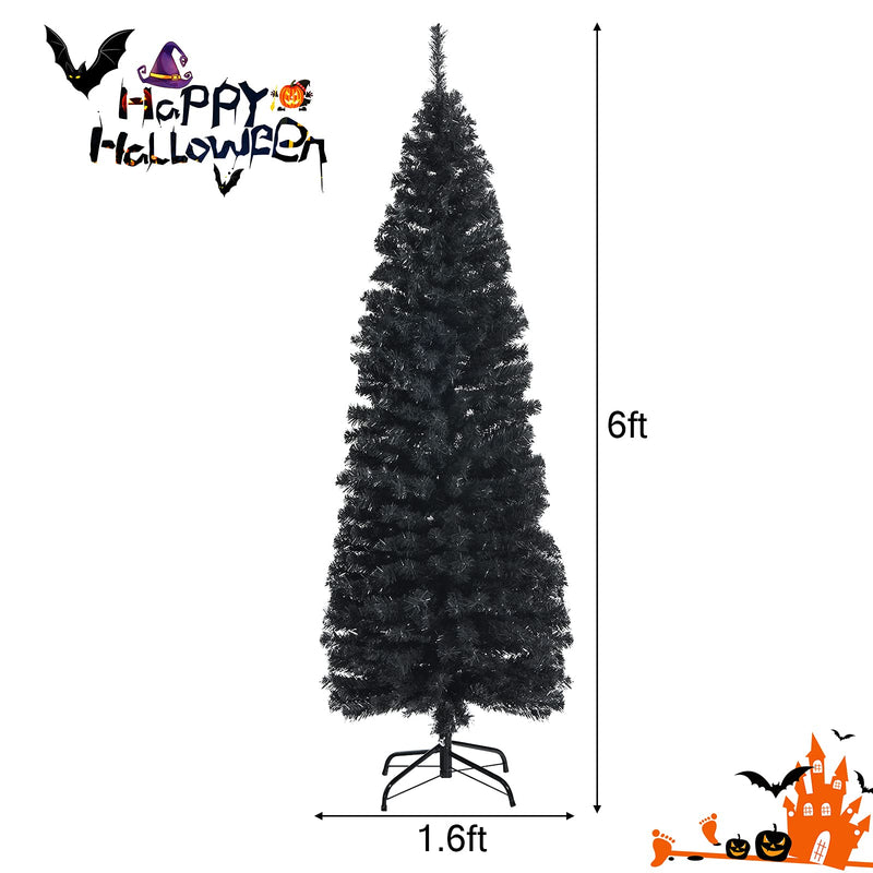 Load image into Gallery viewer, 6ft Blue Pencil Christmas Tree, Artificial Slim Tree - GoplusUS
