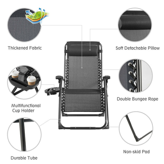 Zero Gravity Chair, 500-lb Capacity Oversized Recliner with Cup Holder