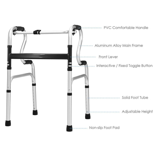 Folding Walker, 400LBS FDA Certification Toilet Armrest - GoplusUS
