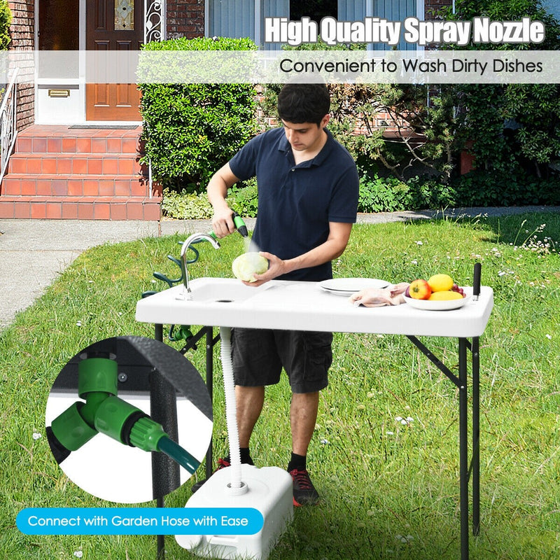 Load image into Gallery viewer, Folding Fish Table Fillet Hunting Cleaning Cutting Camping Sink Table - GoplusUS
