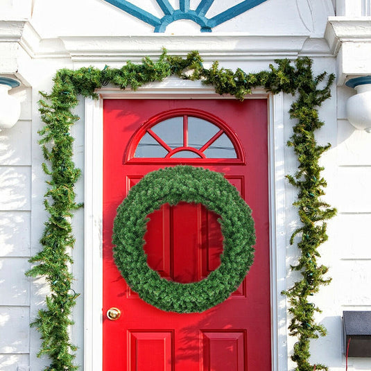 48" Pre-lit Cordless Artificial Christmas Wreath - GoplusUS