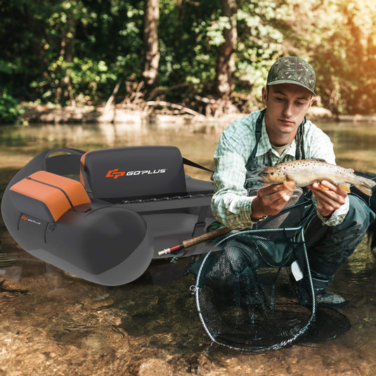 Inflatable Fishing Float Tube, with Storage Pockets - GoplusUS