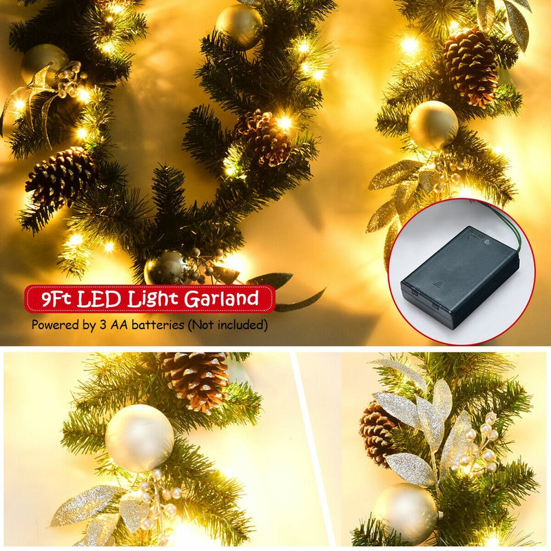 Load image into Gallery viewer, 9FT Pre-lit Christmas Garland, with 50 LED Lights - GoplusUS
