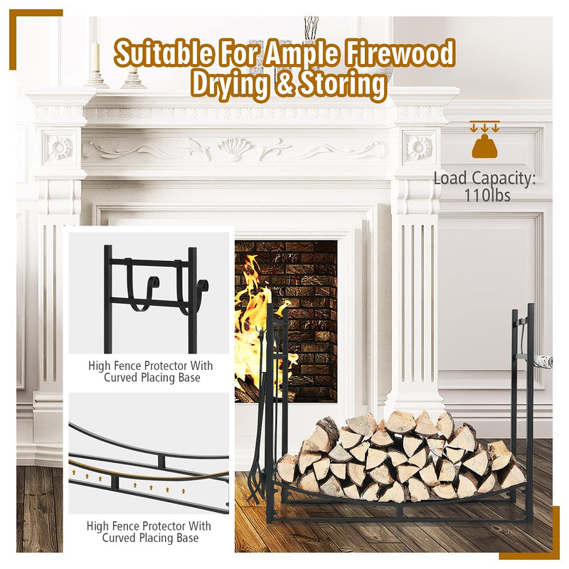 Load image into Gallery viewer, Firewood Rack with Tool Set  36&#39; /30&#39; Fireplace Log Holder - GoplusUS
