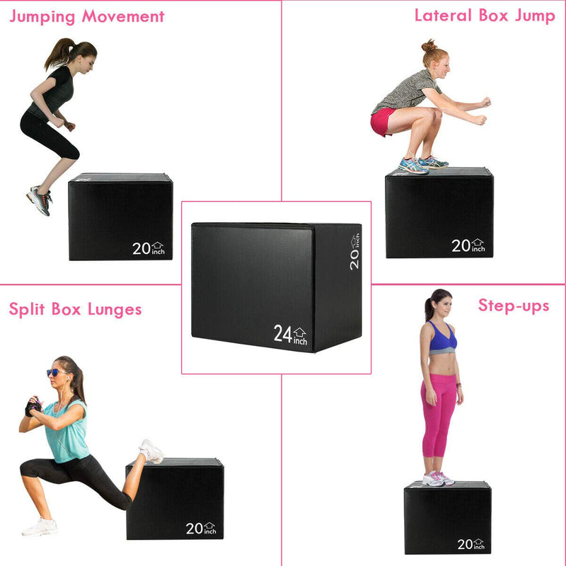 Load image into Gallery viewer, 3-in-1 Jumping Box, Height Adjustment Fitness Foam Plyometric Box - GoplusUS
