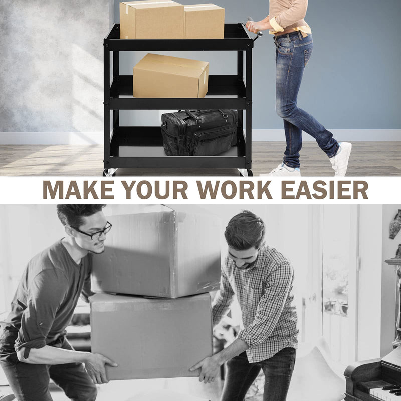 Load image into Gallery viewer, 3-Tier Utility Cart, Heavy Duty Commercial Service Tool Cart w/Lockable Wheels - GoplusUS
