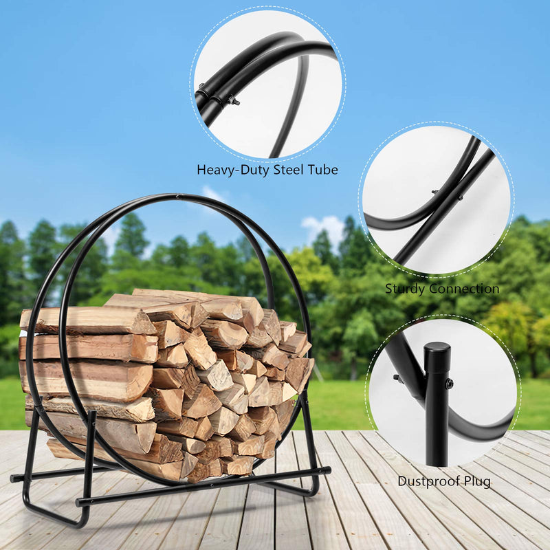 Load image into Gallery viewer, 30 Inch Firewood Log Hoop, Tubular Steel Log Holder - GoplusUS
