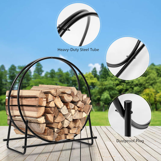 30 Inch Firewood Log Hoop, Tubular Steel Log Holder - GoplusUS