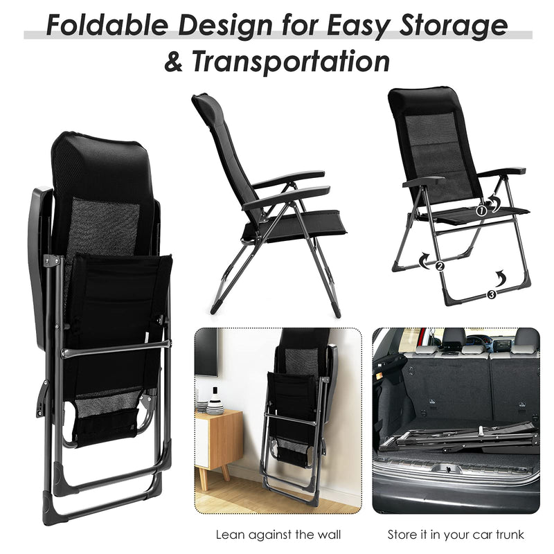 Load image into Gallery viewer, Folding Patio Sling Chairs, Portable Dining Chair with Headrest - GoplusUS
